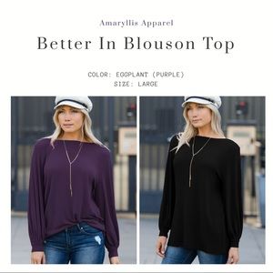 NWOT Amaryllis Apparel - Purple Blouson Top